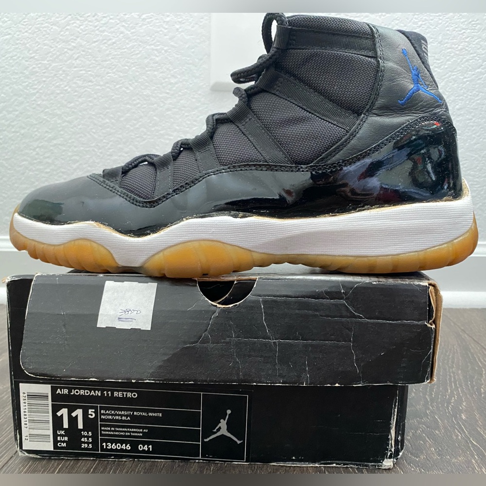 AIR JORDAN RETRO 11 SPACE JAM/ black varsity royal white/ size 11.5